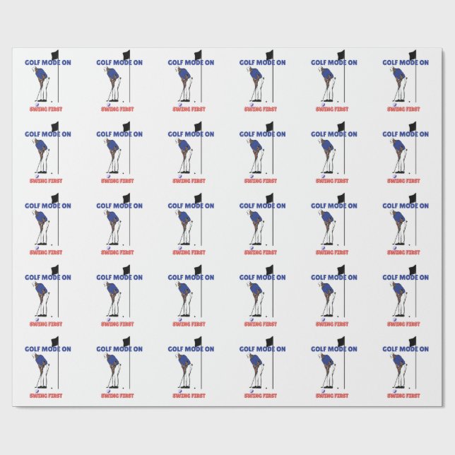Papier Cadeau Golf Mode ON: Swing First | Funny Golfer Graphic T (Plat)
