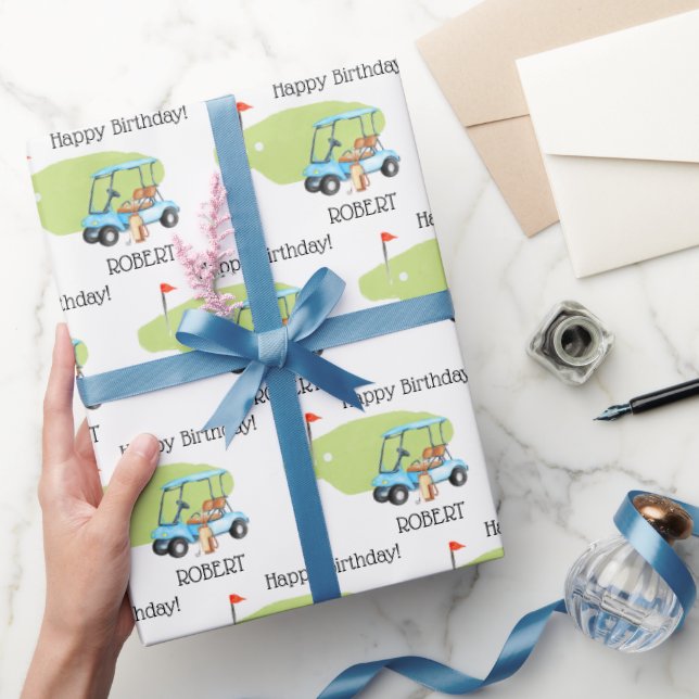 Papier Cadeau Golf personnalisé Nom du thème Anniversaire (Cadeaux)
