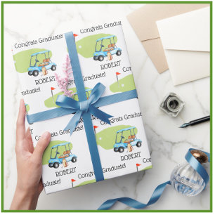 Papier Cadeau Golf personnalisé Nom du thème Graduation
