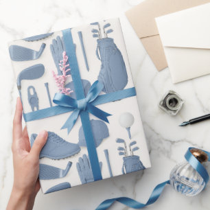 Papier Cadeau Golf set d'équipement pour garçon Blue thème
