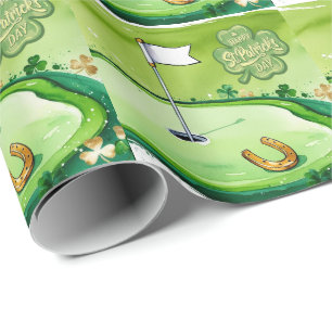 Papier Cadeau Golf St. Patrick's Day pour golfeur aquarelle