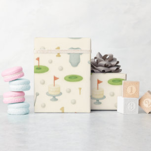 Papier Cadeau Golf sur le thème Baby Boy Blue avec gâteau