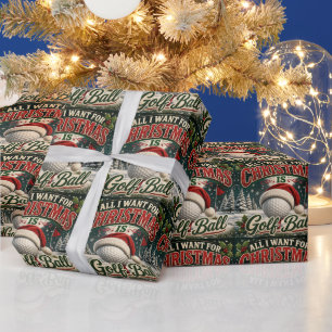 Papier Cadeau Golf sur le thème de Noël pour golfeur