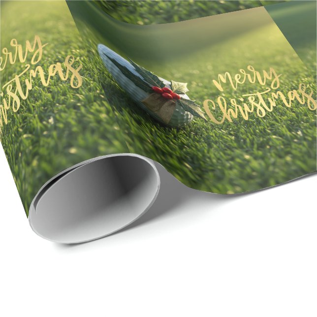 Papier Cadeau Golf sur thème de Noël sur Green de Putting (Coin rond)