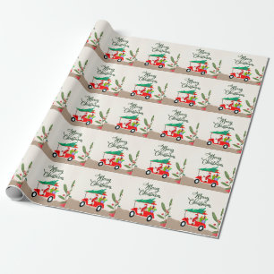 Papier Cadeau Golfer Santa Claus équitation voiturette de golf p