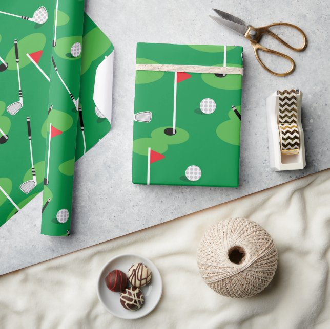 Papier Cadeau Golfers Verts  (Artisanat)