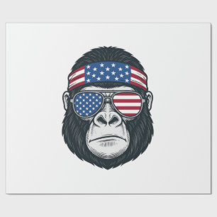 Papier Cadeau Gorille Patriotique Gravure Vintage Vector_1