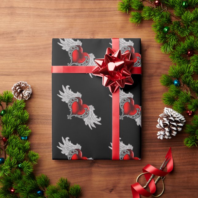 Papier Cadeau Goth Heart avec Ange Wings (Cadeau de vacances)