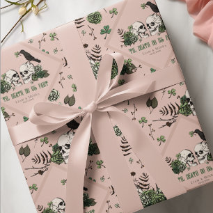 Papier Cadeau Goth St. Patricks Day Crânes floraux Mariage irlan