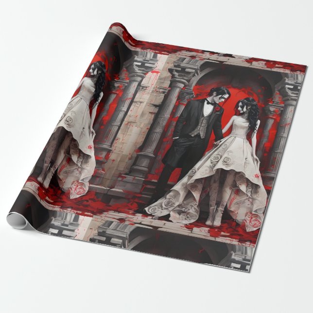 Papier Cadeau Goth Wedding Couple (Déroulé)
