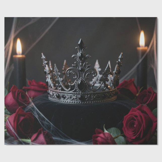 Papier Cadeau Gothic Dark Fantasy Crown Wrapping Paper (Plat)