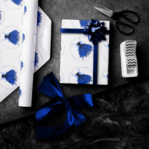 Papier Cadeau Gothique Fairy Navy Gown Fleur bleue de Cobalt p