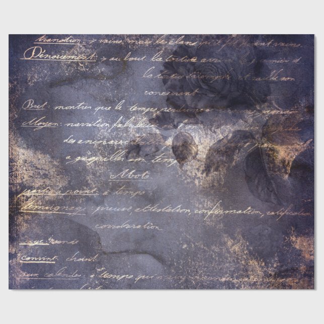 Papier Cadeau Gothique Grunge Indigo (Plat)