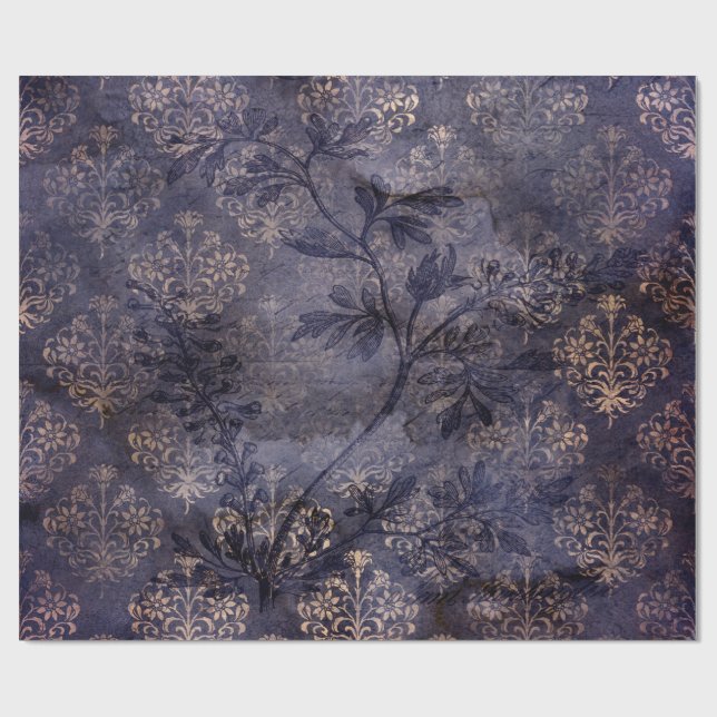Papier Cadeau Gothique Grunge Indigo (Plat)