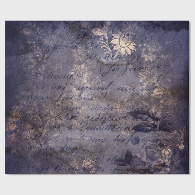 Papier Cadeau Gothique Grunge Indigo (Plat)