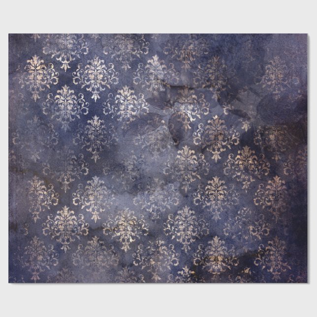 Papier Cadeau Gothique Grunge Indigo (Plat)