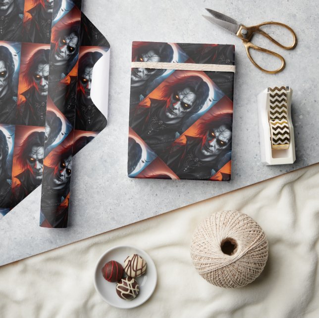 Papier cadeau gothique horreur vampire Sombre Hall (Artisanat)