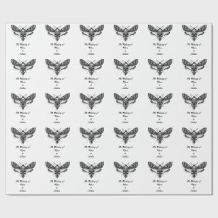 Papier Cadeau Gothique Moth Mariage crâne - Dark Elegant