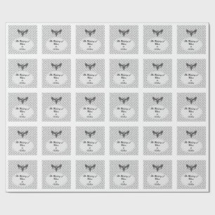Papier Cadeau Gothique Moth Mariage crâne - Dark Elegant