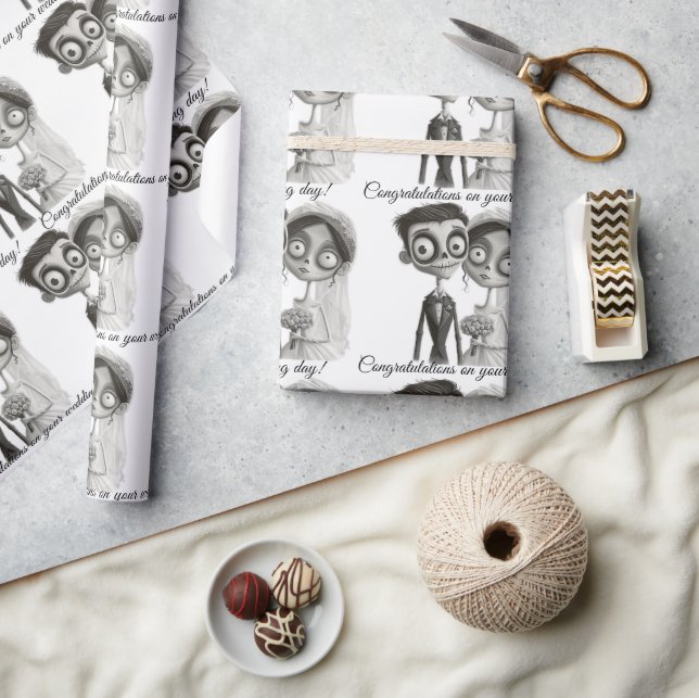 Papier Cadeau Gothique noir blanc marié et la chambre (Artisanat)