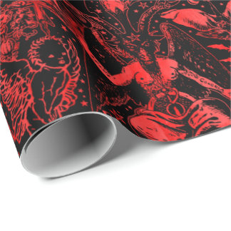 Papier Cadeau Gothique victorien diable rouge et noir