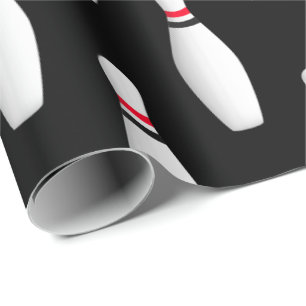 Papier Cadeau goupilles de bowling blanches sur le noir