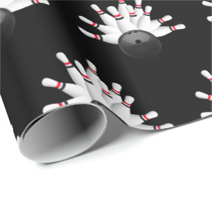 Papier Cadeau goupilles de bowling blanches sur le noir