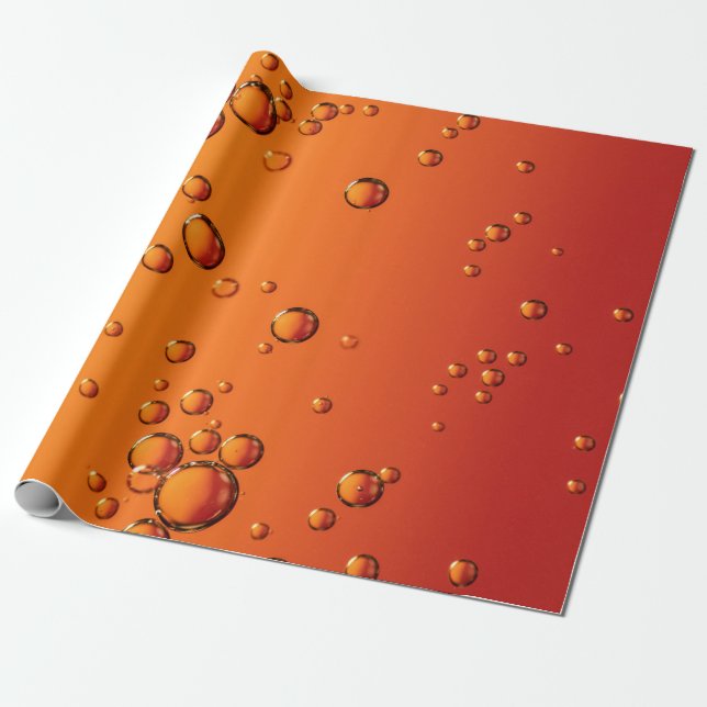 Papier Cadeau gouttelettes d'eau sur la surface orange (Déroulé)