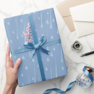 Papier Cadeau Gouttes de pluie qui tombent Mignon Jour de pluie 