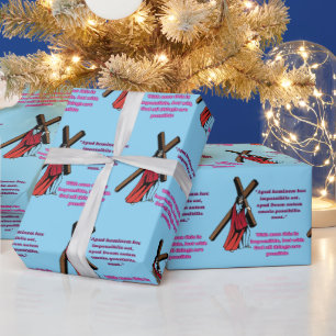 Papier Cadeau Grâce dans la crèche bleu bébé