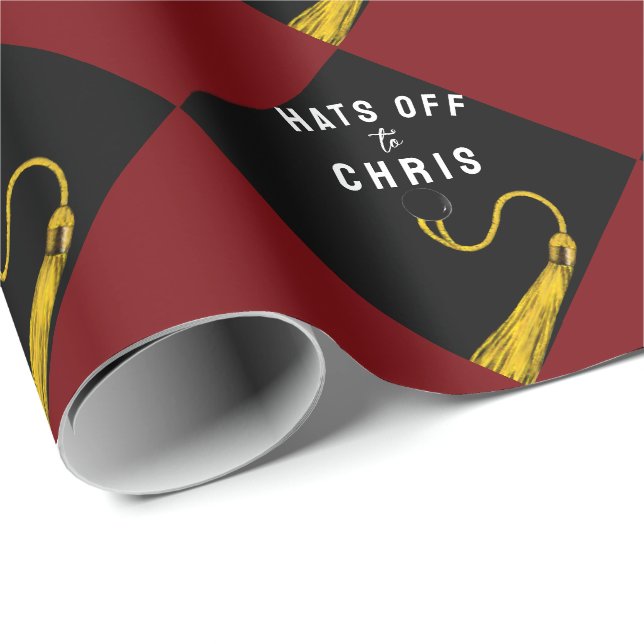 Papier Cadeau Grad Graduation Cadeau Maroon (Coin rond)