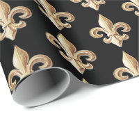 Gradié d'or ciselé Heraldique Fleur de lis Noir