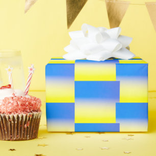 Papier Cadeau Gradient Bleu & Jaune Géométrique Ukraine Inspiré