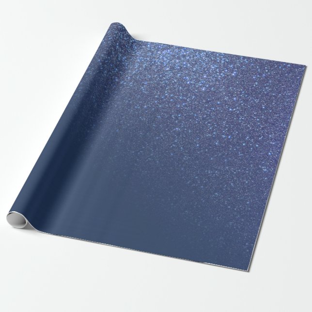 Papier Cadeau gradient diagonal de la Sparkly Navy Blue Glitter  (Déroulé)