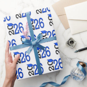 Papier Cadeau Graduation 2025 bleu et noir