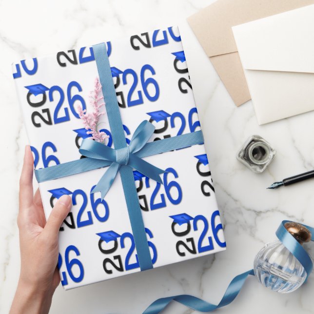 Papier Cadeau Graduation 2025 bleu et noir (Cadeaux)