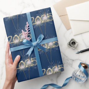Papier Cadeau Graduation 2025 Sparklers Sur Bleu
