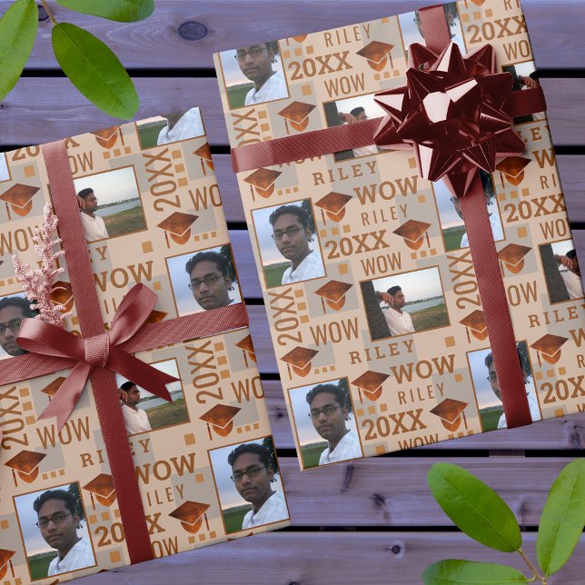 Papier Cadeau Graduation Cute Cupe Cute Wow Graduate 2 Photo (Créateur téléchargé)