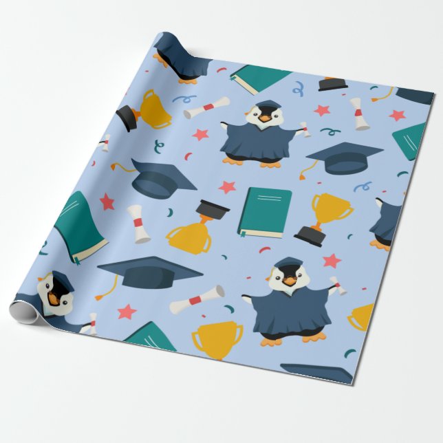 Papier Cadeau Graduation en pingouin (Déroulé)