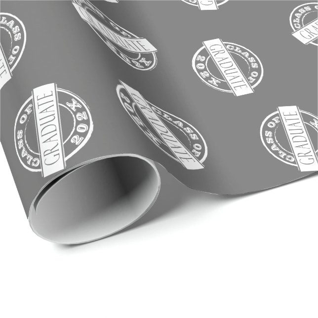 Papier Cadeau Graduation Gris sur mesure (Coin rond)