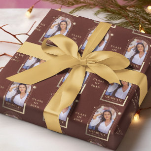 Papier Cadeau Graduation Red Gold Sun Moon Stars Grad Photo