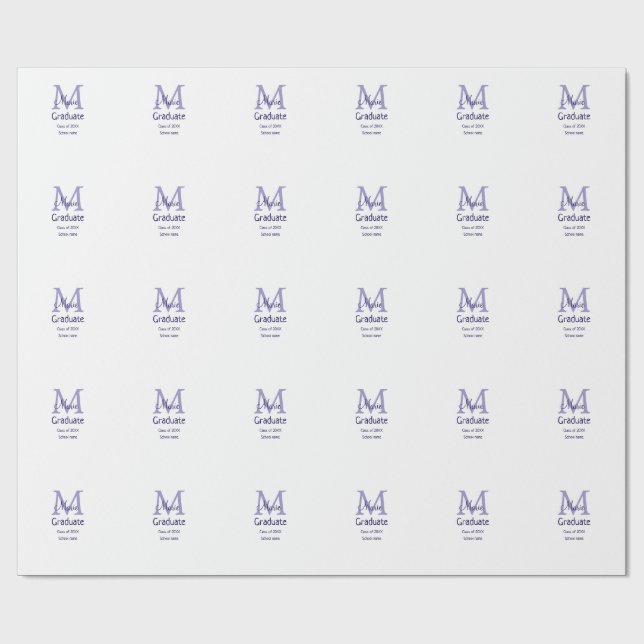 Papier Cadeau Gradué ajouter nom monogramme violet simple m mini (Plat)