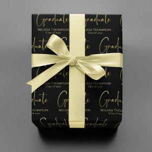 Papier Cadeau Gradué Gold Calligraphie Script moderne