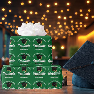 Papier Cadeau Gradué vert personnalisable