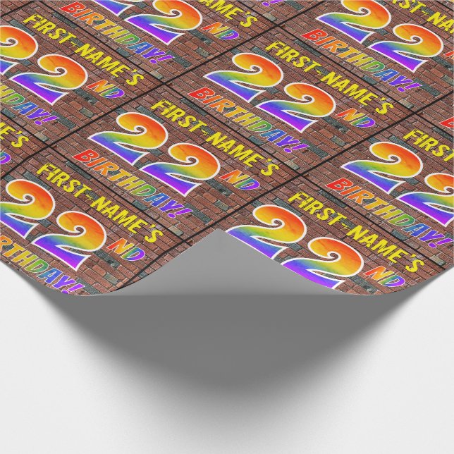 Papier Cadeau Graffiti arc-en-ciel Regardez 22ÈME ANNIVERSAIRE ! (Coin)