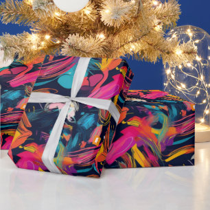 Papier Cadeau Graffiti éclaboussé de chaos vif