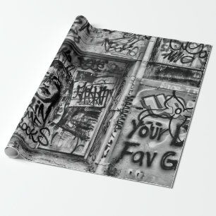 Papier Cadeau Graffiti Moderne Noir Et Blanc Urbain Street Art