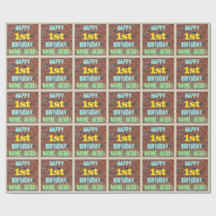 Papier Cadeau Graffiti murale en briques inspiré 1er anniversair