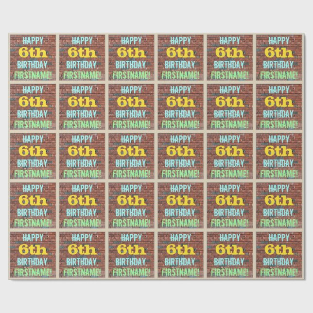 Papier Cadeau Graffiti murale en briques inspirés 6e anniversair (Plat)