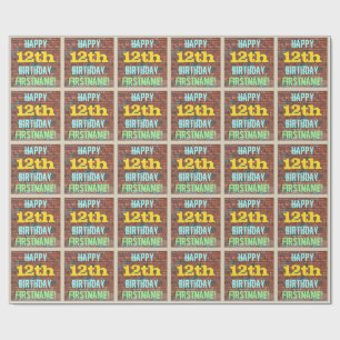 Papier Cadeau Graffiti muraux de briques inspiré 12e anniversair